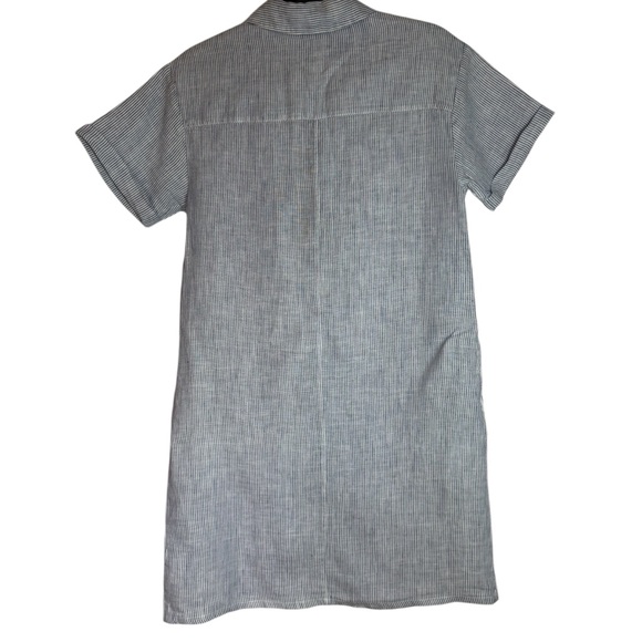 NWT Tahari 100% Linen Blue & White Pin Striped Short Sleeve Small Dress - Picture 2 of 6